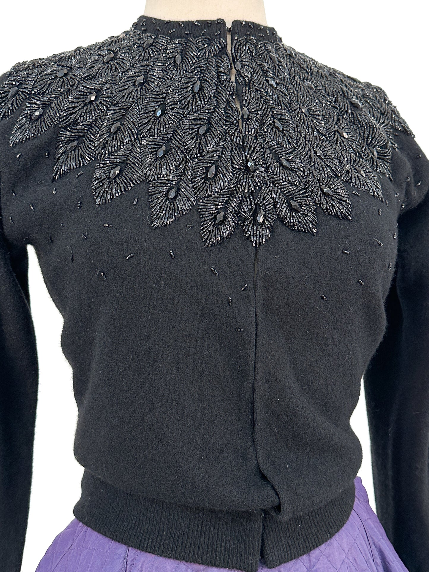 1950s Beaded Angora Cardigan / Bust 36