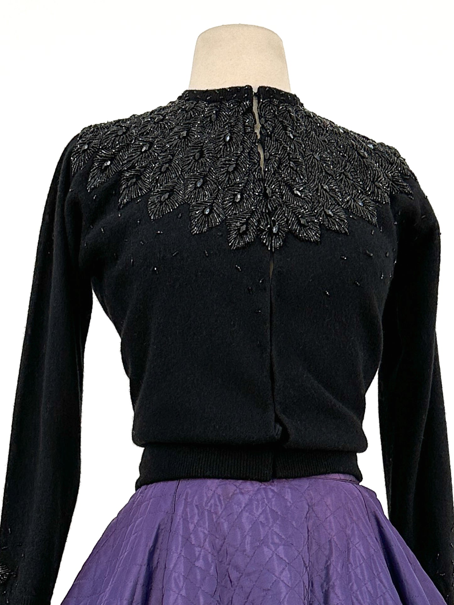 1950s Beaded Angora Cardigan / Bust 36