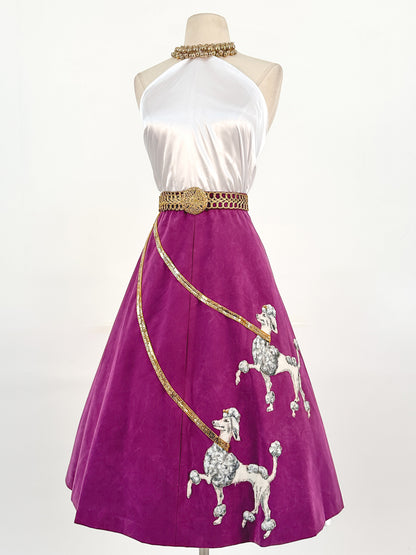 1950s Violet Suede Poodle Skirt / Waist 28