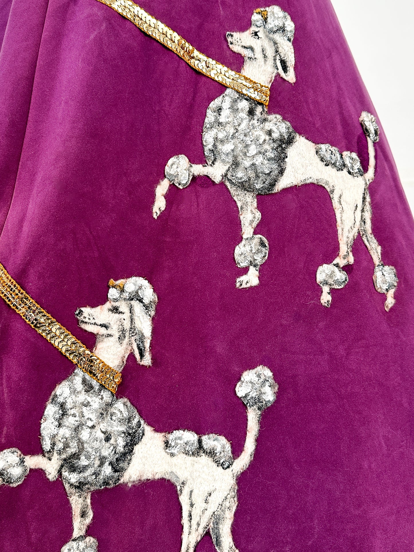 1950s Violet Suede Poodle Skirt / Waist 28