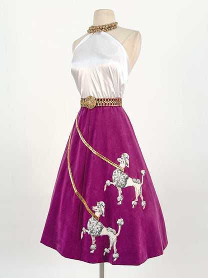1950s Violet Suede Poodle Skirt / Waist 28