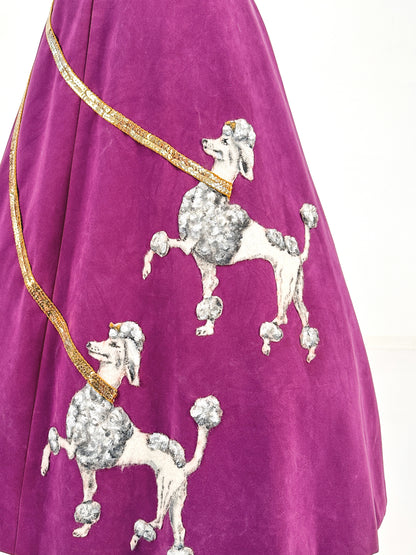 1950s Violet Suede Poodle Skirt / Waist 28
