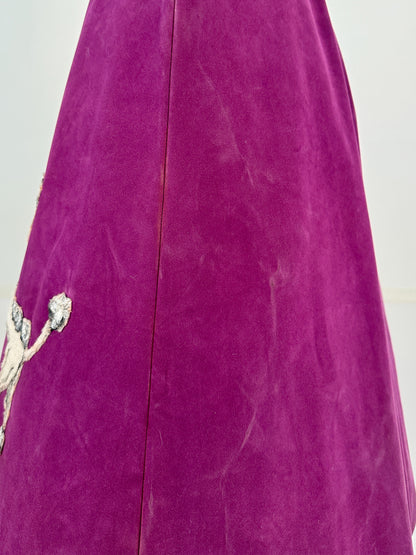 1950s Violet Suede Poodle Skirt / Waist 28