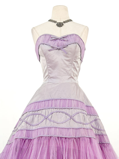 1950s Show-Stopper Lavender Tulle and Taffeta Gown / Waist 28