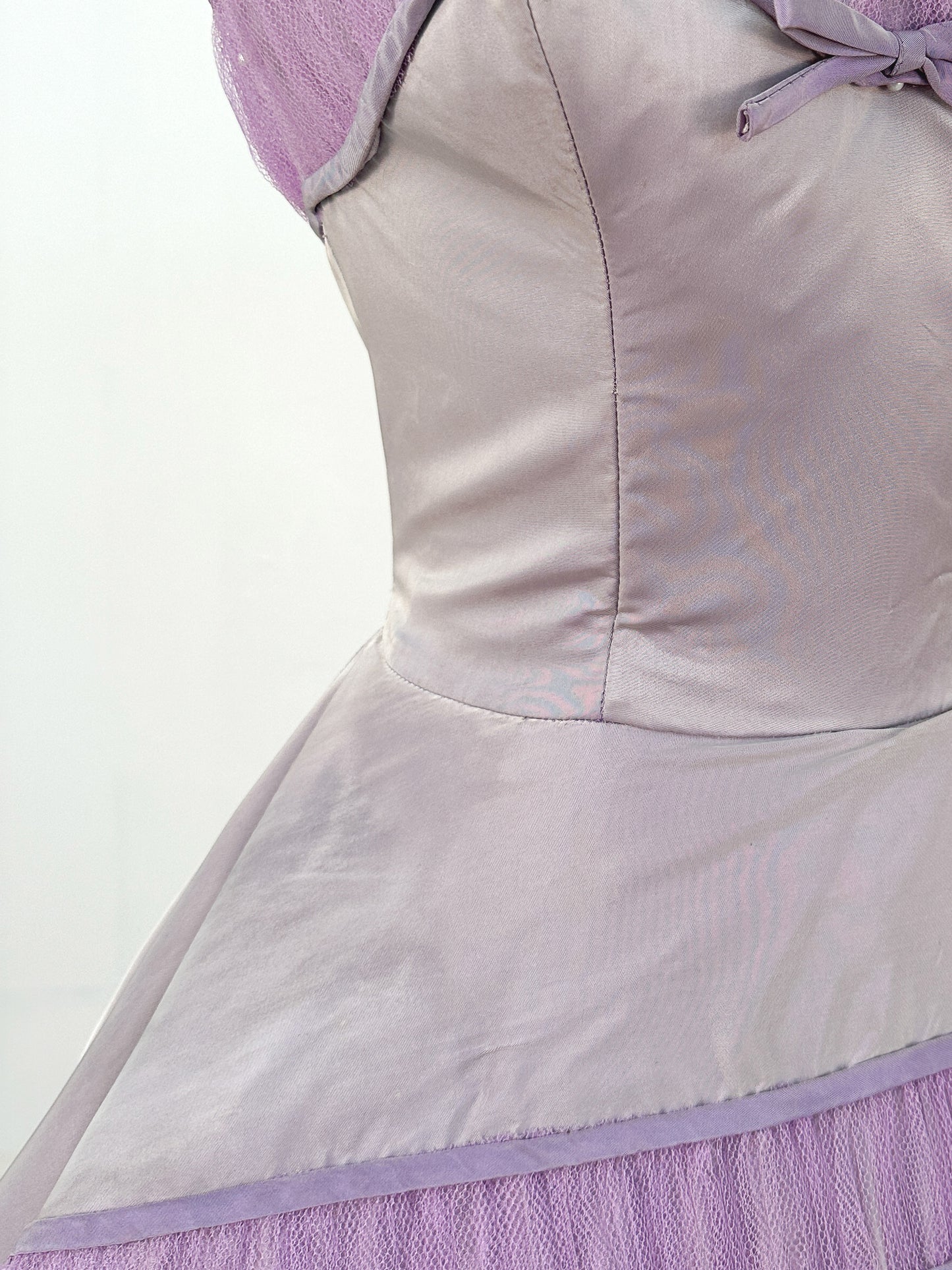 1950s Show-Stopper Lavender Tulle and Taffeta Gown / Waist 28