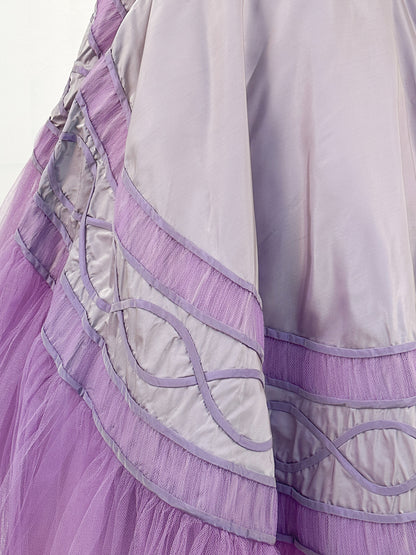 1950s Show-Stopper Lavender Tulle and Taffeta Gown / Waist 28