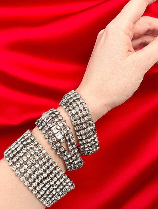 1950s Rhinestone Cuff with Five Rows of Stones