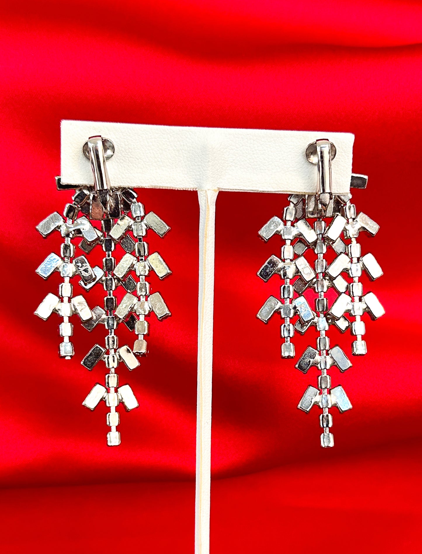 1940s 'Old Hollywood" Clear Rhinestone Statement Clip-on Earrings