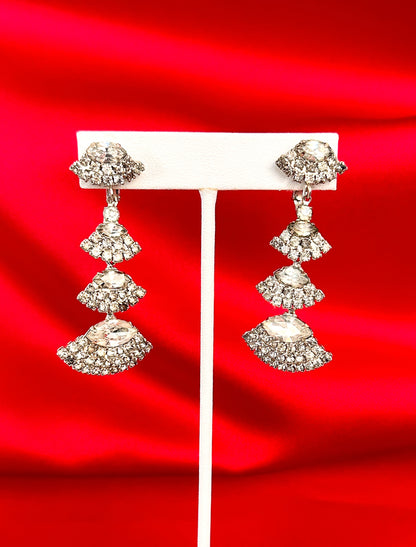 1960s Statement Chandelier Rhinestone Clip-on Earrings