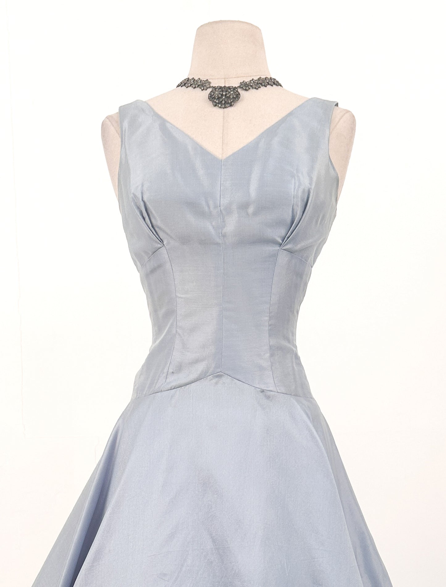 1950s Shimmering Light Blue Dress with Matching Coat / Waist 26