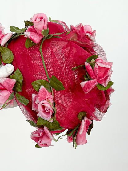 1950s Tulle Chapeaux with Roses / One Size
