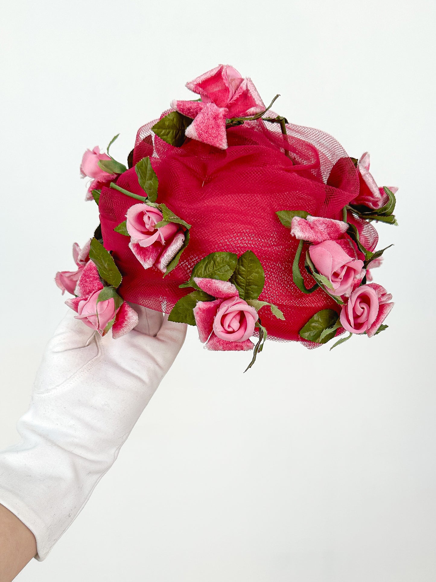 1950s Tulle Chapeaux with Roses / One Size