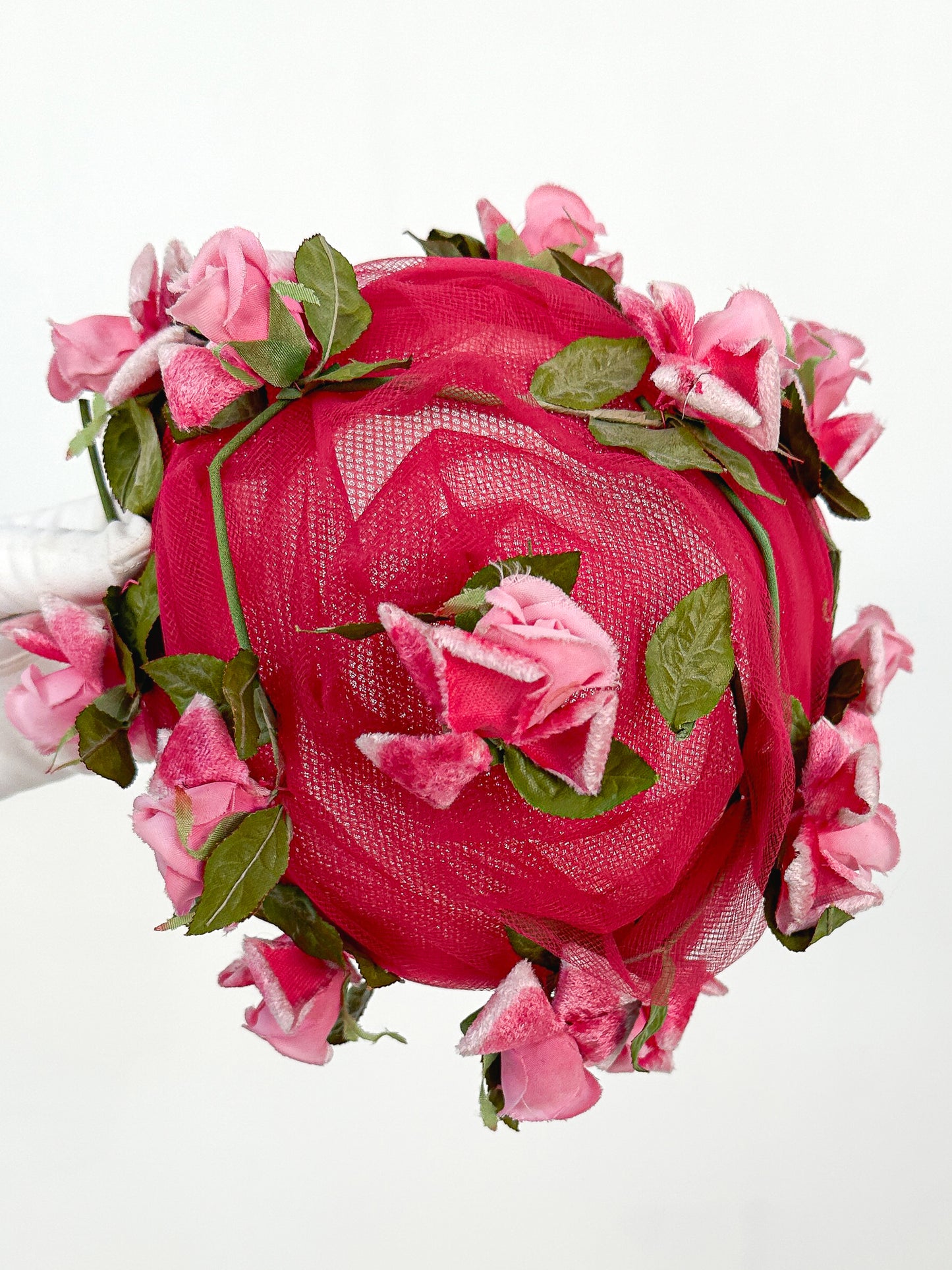 1950s Tulle Chapeaux with Roses / One Size