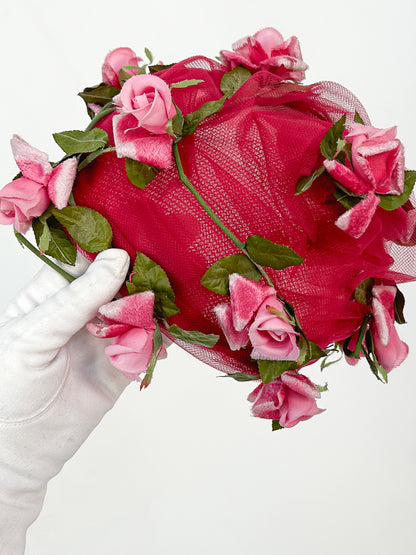 1950s Tulle Chapeaux with Roses / One Size