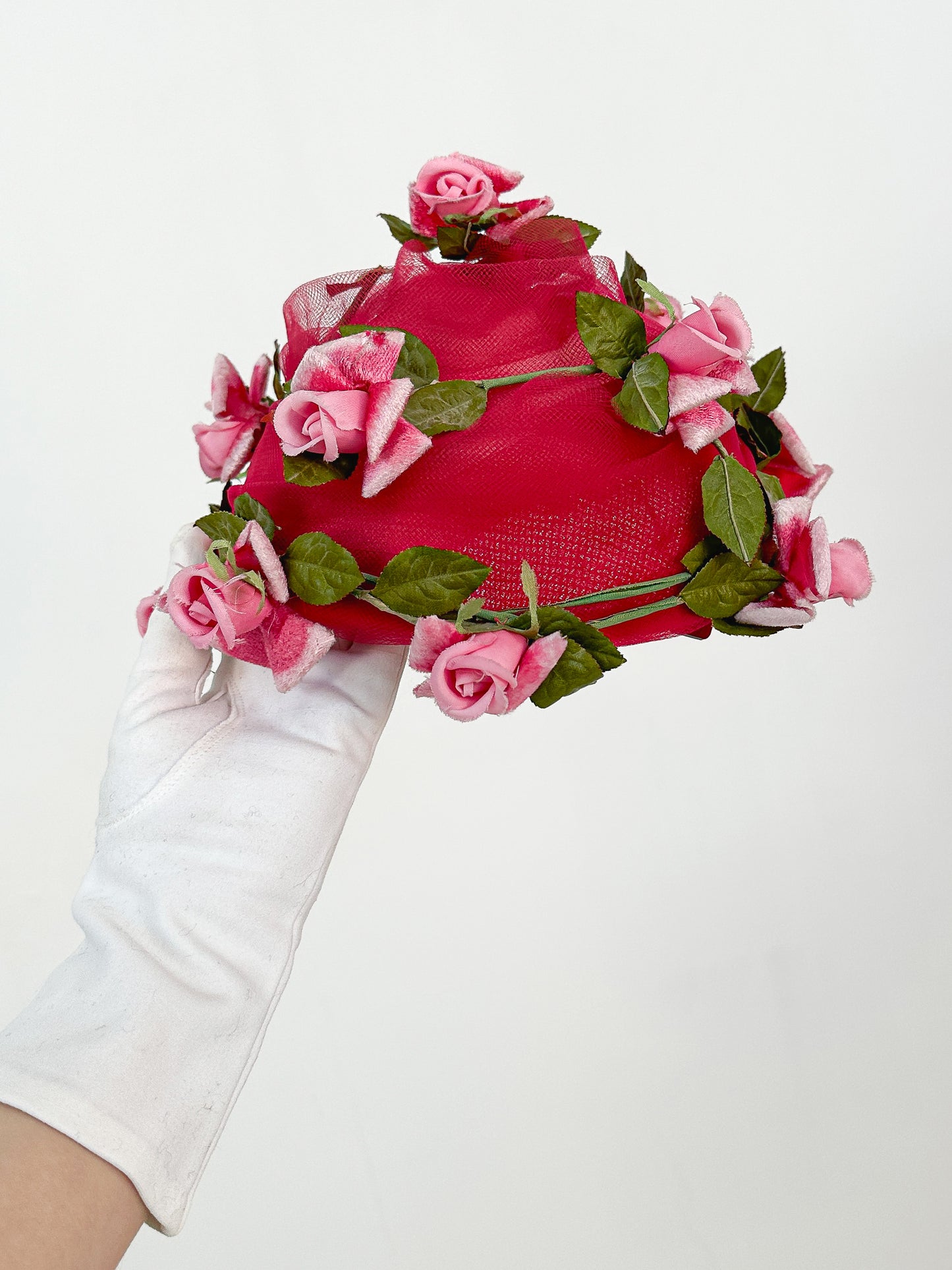 1950s Tulle Chapeaux with Roses / One Size