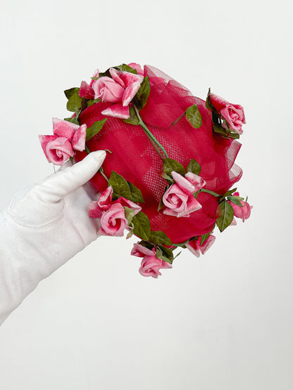 1950s Tulle Chapeaux with Roses / One Size