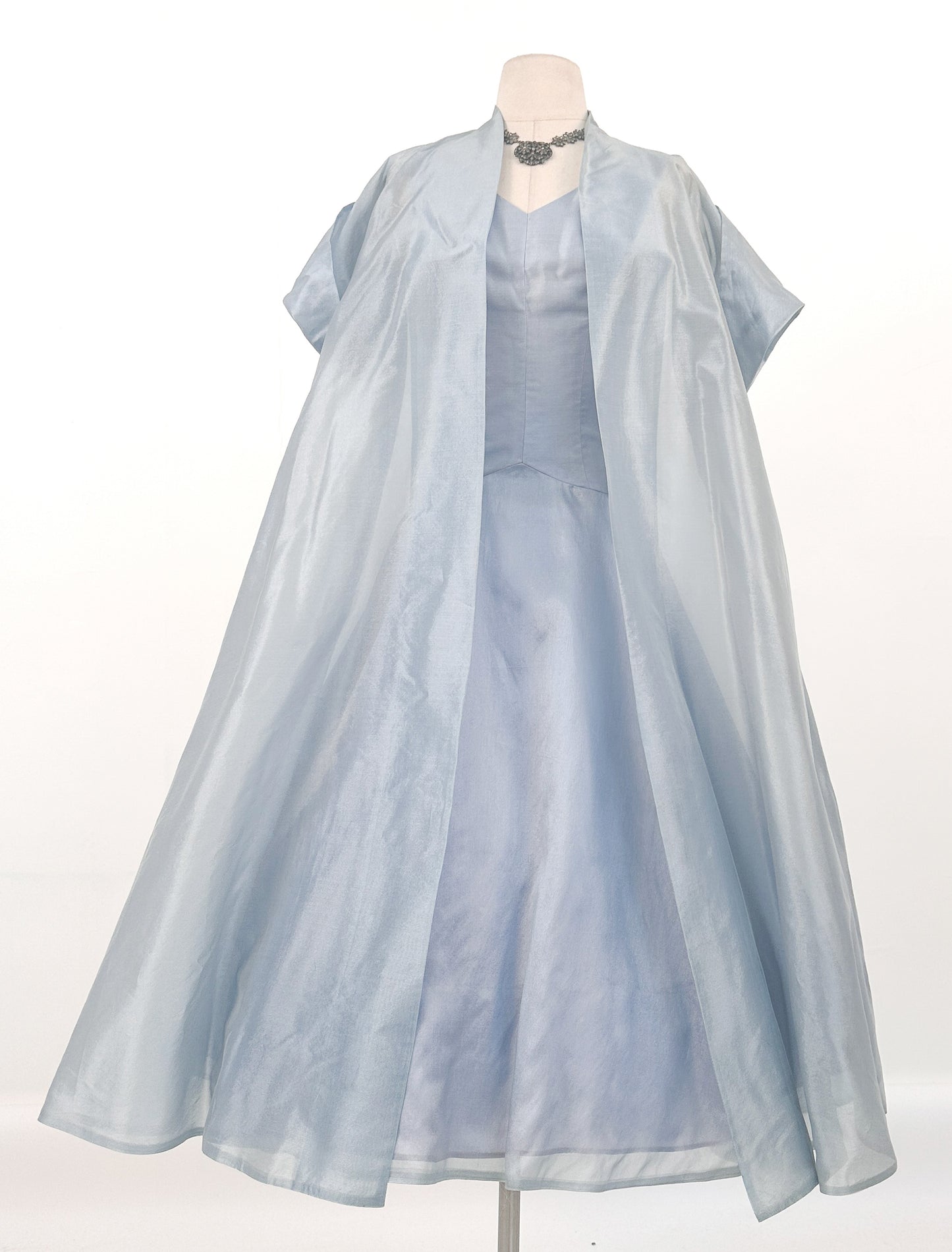 1950s Shimmering Light Blue Dress with Matching Coat / Waist 26