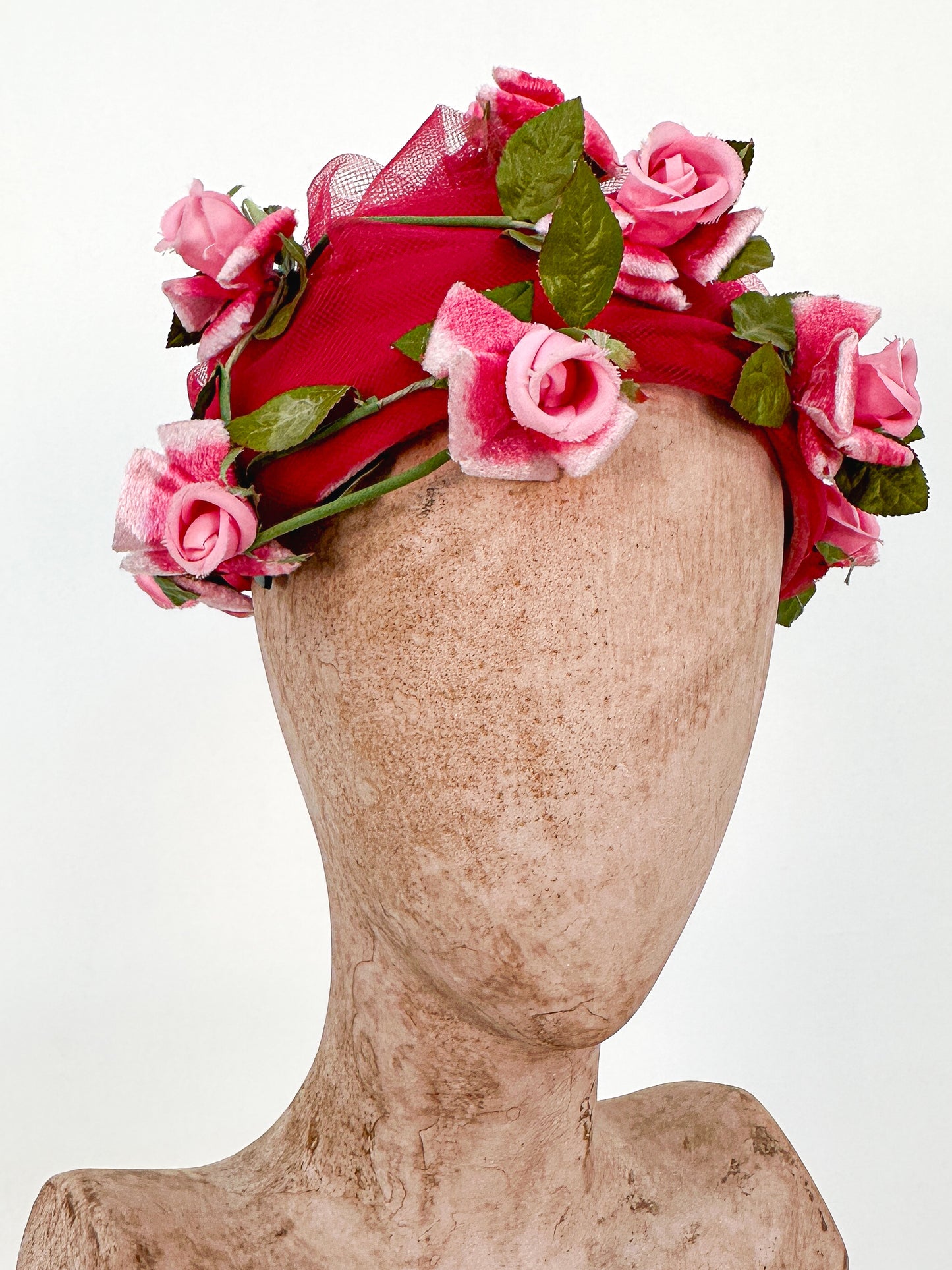 1950s Tulle Chapeaux with Roses / One Size