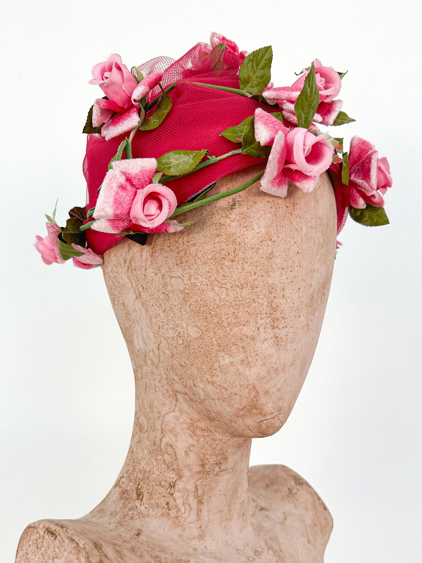 1950s Tulle Chapeaux with Roses / One Size