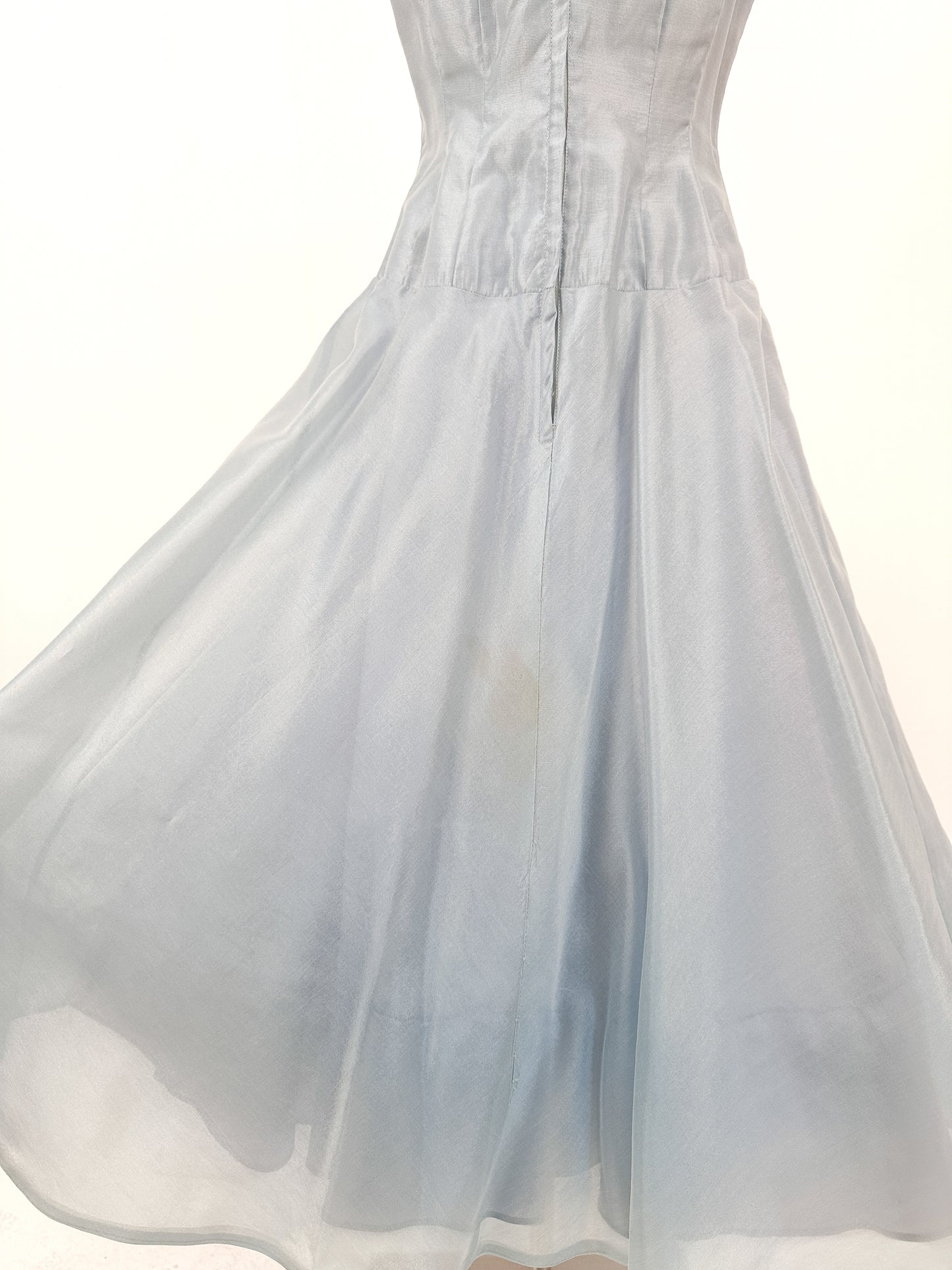 1950s Shimmering Light Blue Dress with Matching Coat / Waist 26