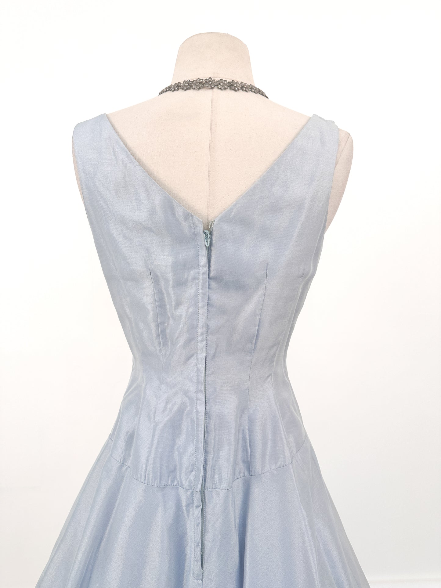 1950s Shimmering Light Blue Dress with Matching Coat / Waist 26