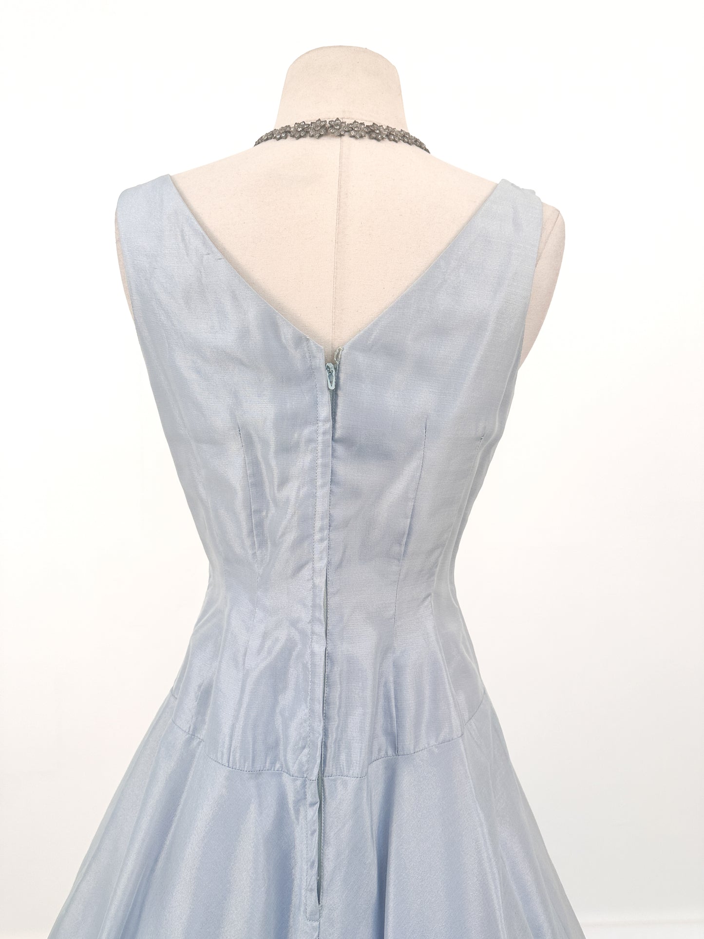 1950s Shimmering Light Blue Dress with Matching Coat / Waist 26