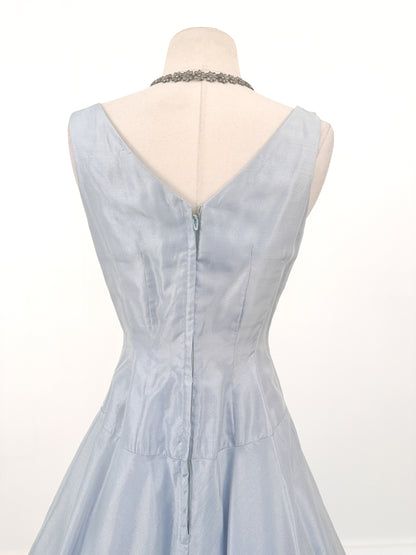 1950s Shimmering Light Blue Dress with Matching Coat / Waist 26