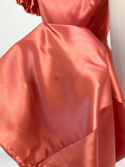 1930s Liquid Silk Satin Bias Cut Gown / Waist 26"