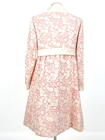 1960s Pretty Pink Floral Matching Shift and Jacket Set / Waist 32
