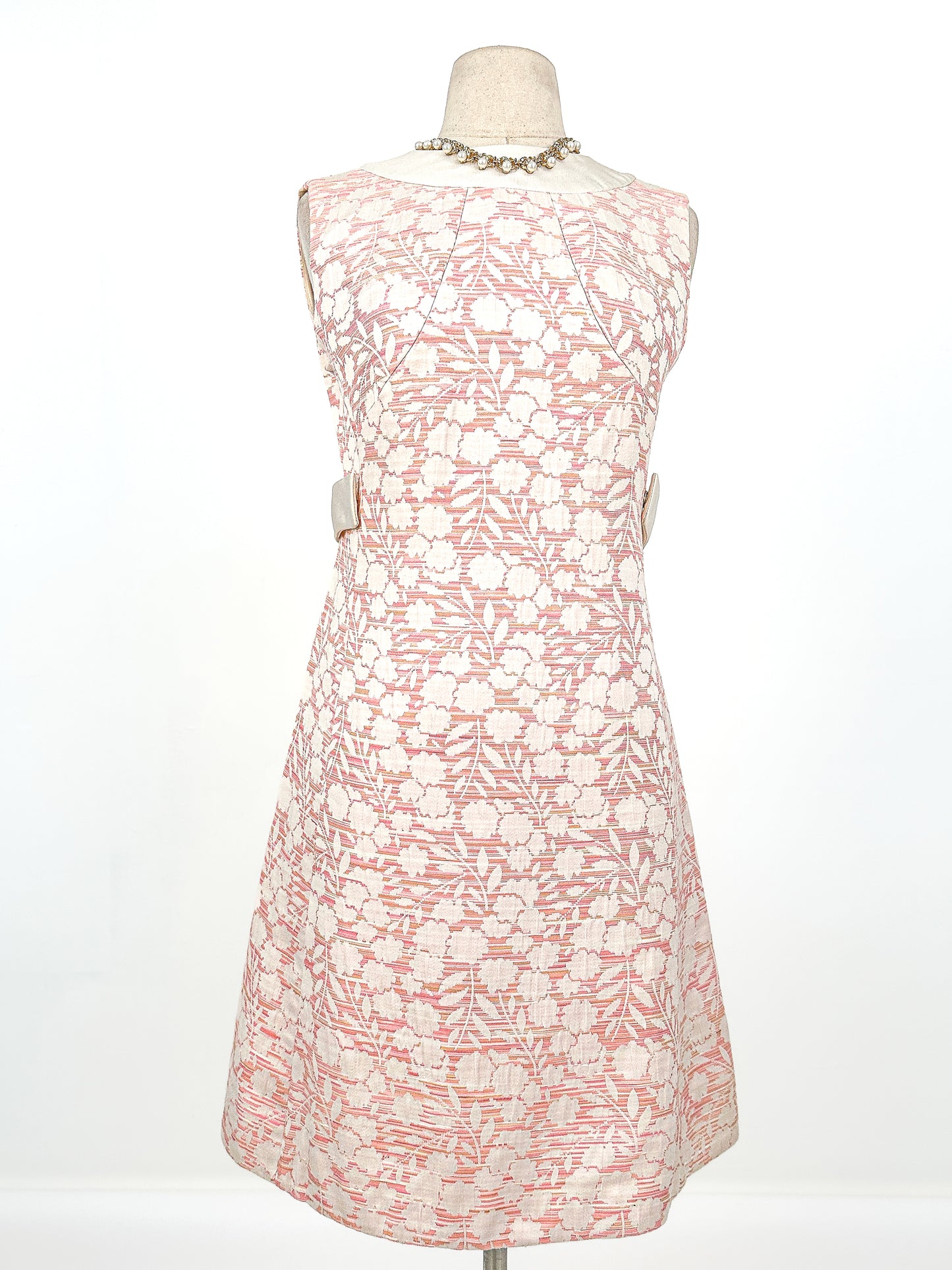 1960s Pretty Pink Floral Matching Shift and Jacket Set / Waist 32