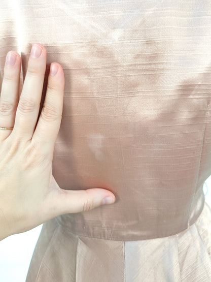 1930-40s Dusty Rose Silk Satin Gown / Waist 30