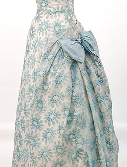 1950s Organza Embroidered Ballgown / Waist 26