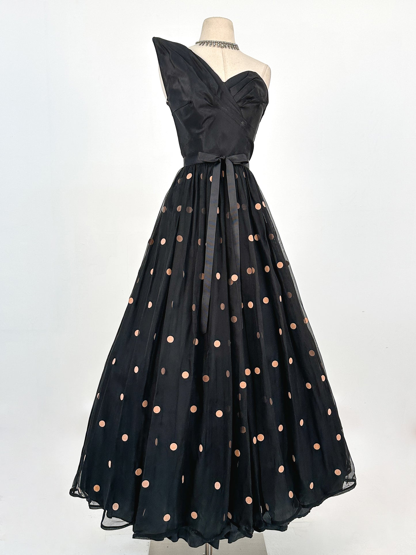 1940s Dramatic Evening Gown by Fred Perlberg / Waist 28