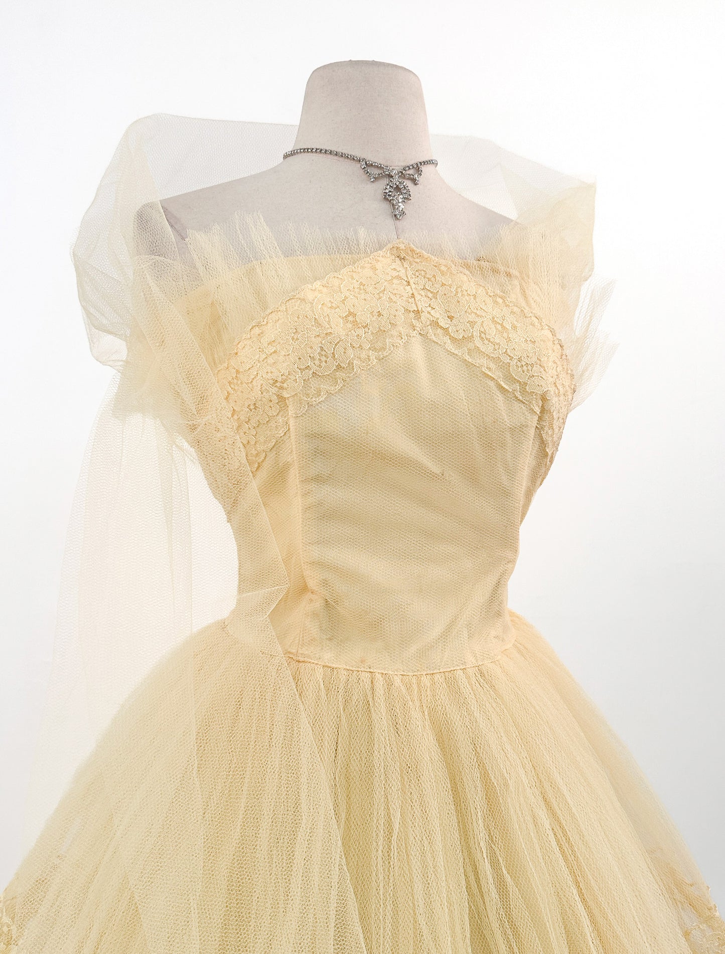 1950s Sunshine Yellow Prom Dress / Waist 26