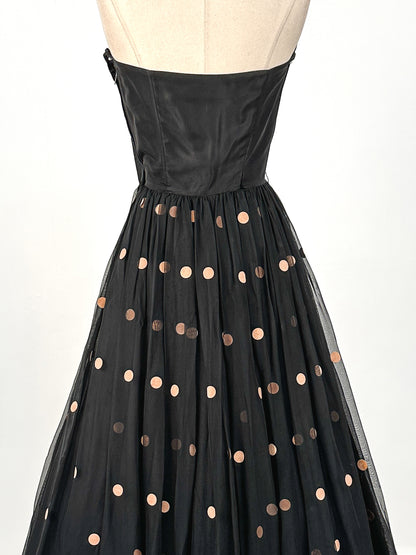 1940s Dramatic Evening Gown by Fred Perlberg / Waist 28