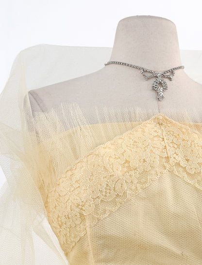 1950s Sunshine Yellow Prom Dress / Waist 26