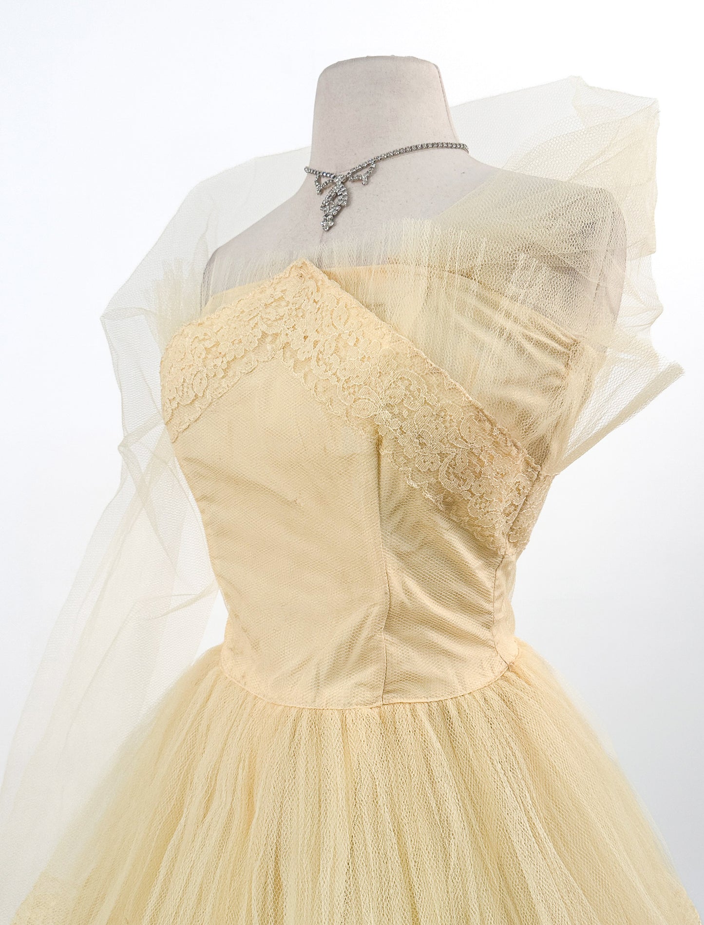1950s Sunshine Yellow Prom Dress / Waist 26