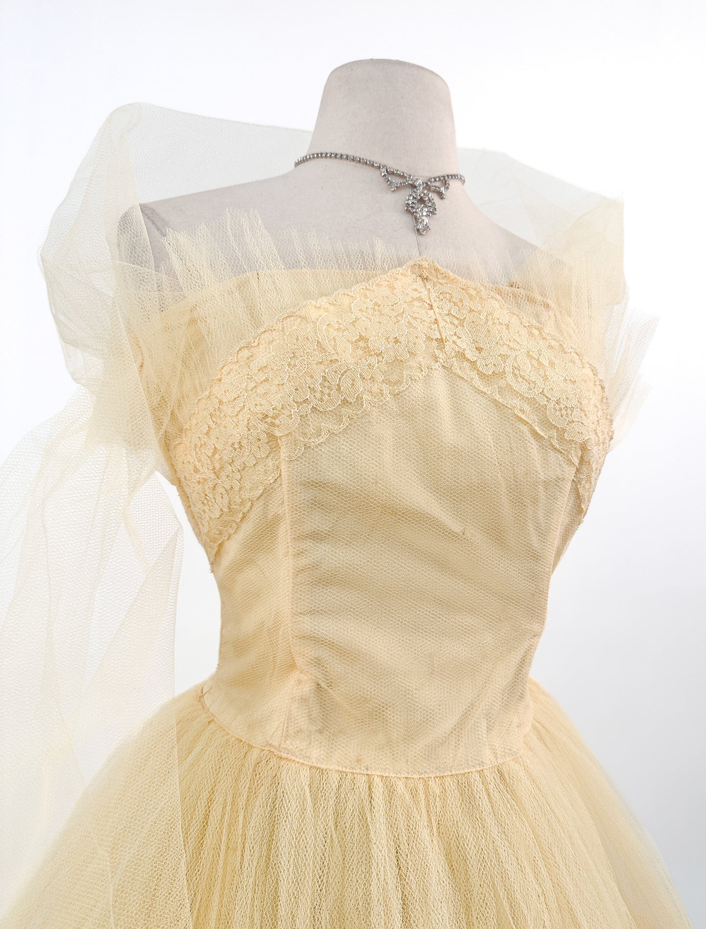 1950s Sunshine Yellow Prom Dress / Waist 26