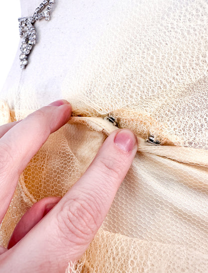 1950s Sunshine Yellow Prom Dress / Waist 26