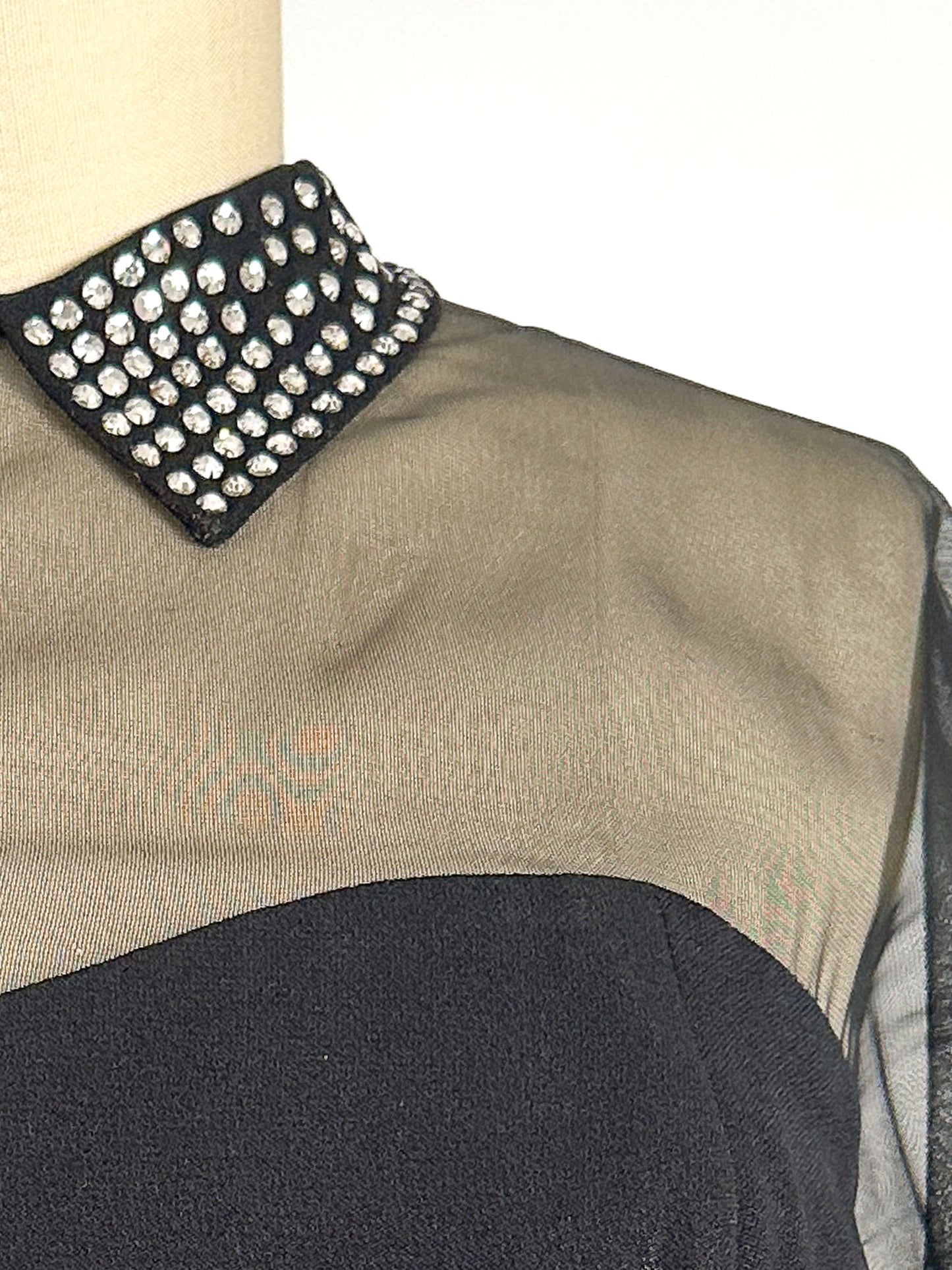 1940s LBD with Sheer Neckline by Peggy Hunt / Waist 28