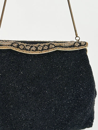 1950-60s Black Mirco-Beaded Handbag