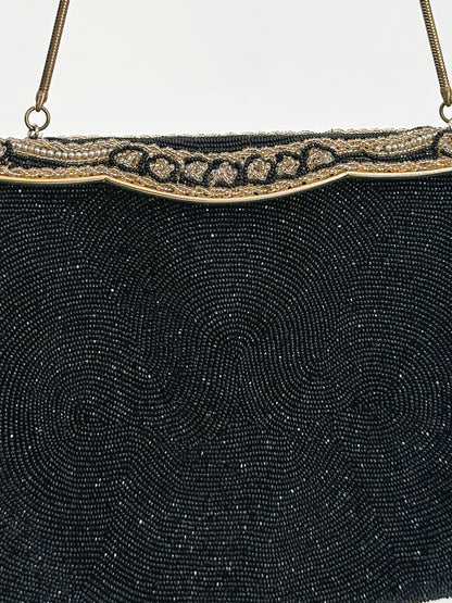 1950-60s Black Mirco-Beaded Handbag