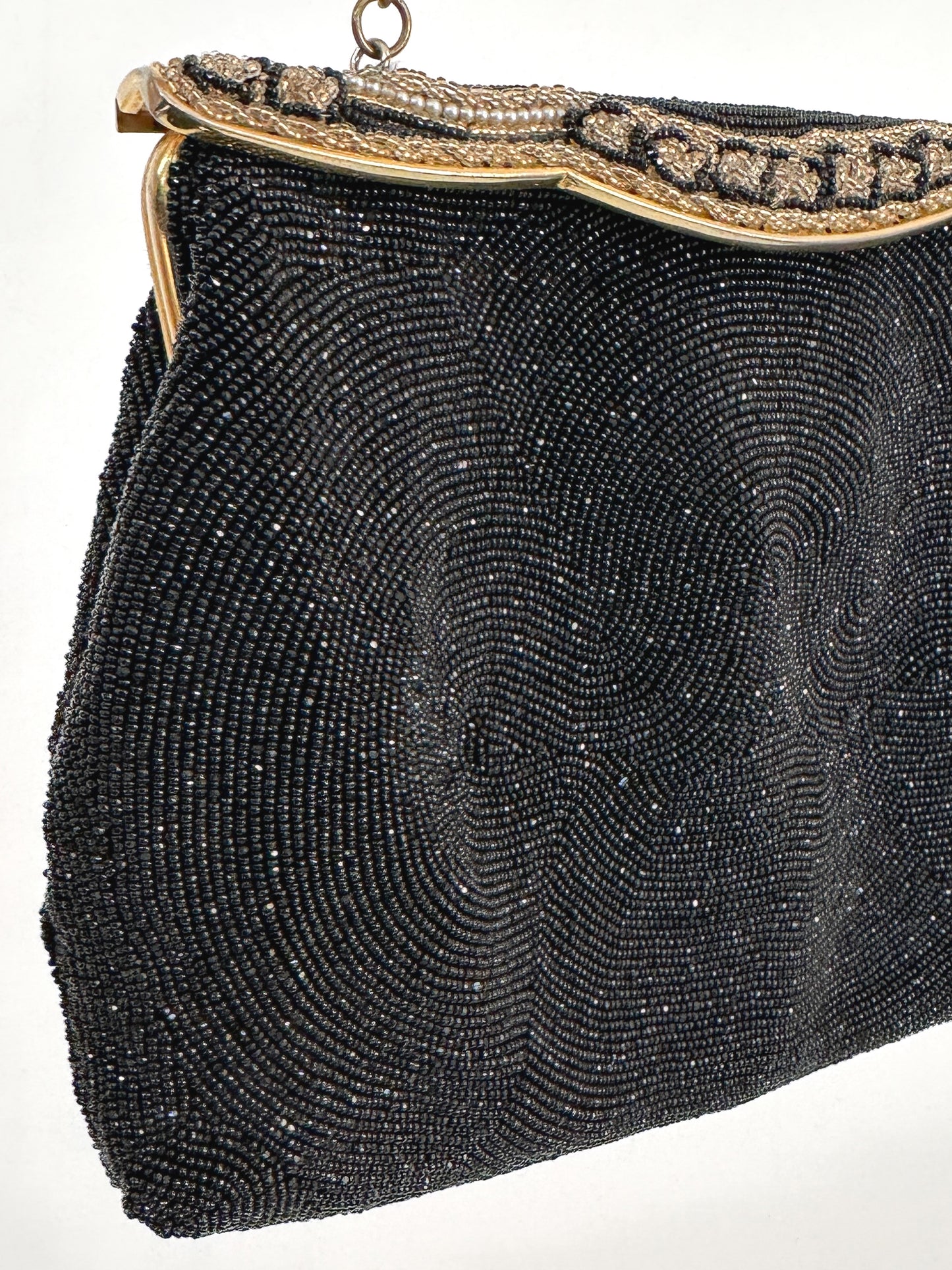 1950-60s Black Mirco-Beaded Handbag