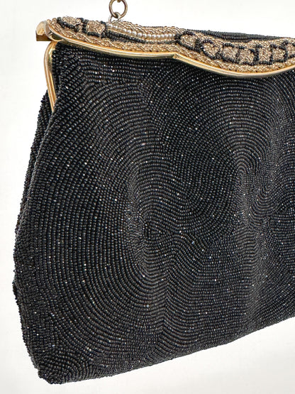 1950-60s Black Mirco-Beaded Handbag
