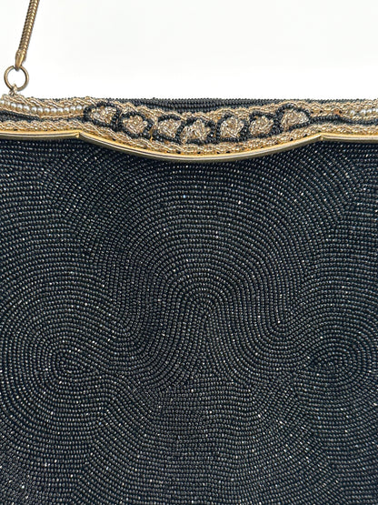 1950-60s Black Mirco-Beaded Handbag