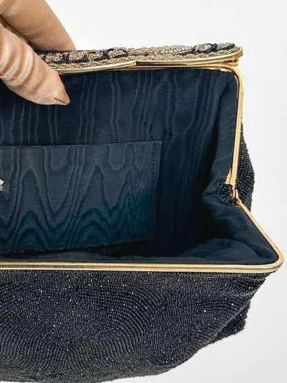 1950-60s Black Mirco-Beaded Handbag