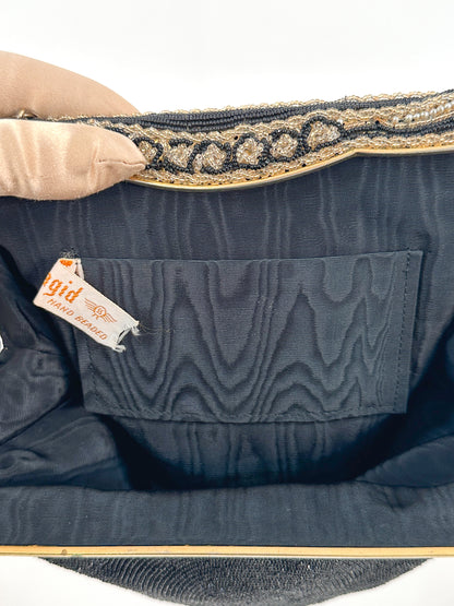 1950-60s Black Mirco-Beaded Handbag