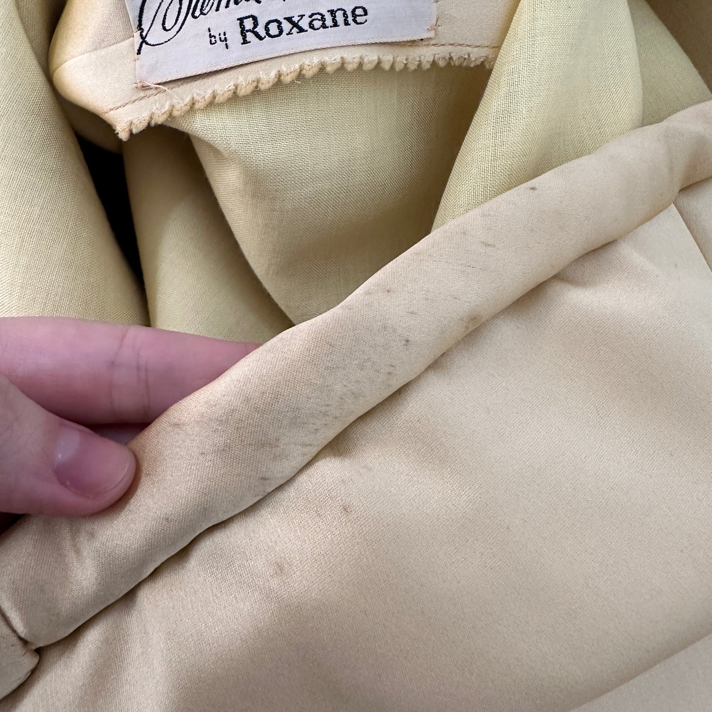 1960s Silk Satin Gold Hostess Dress with Rolled Hem / Fits up to a 34" Waist