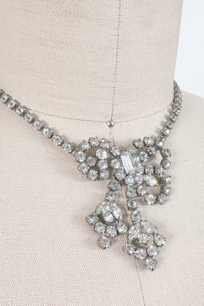 1950s Rhinestone Bow Necklace