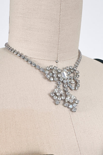 1950s Rhinestone Bow Necklace